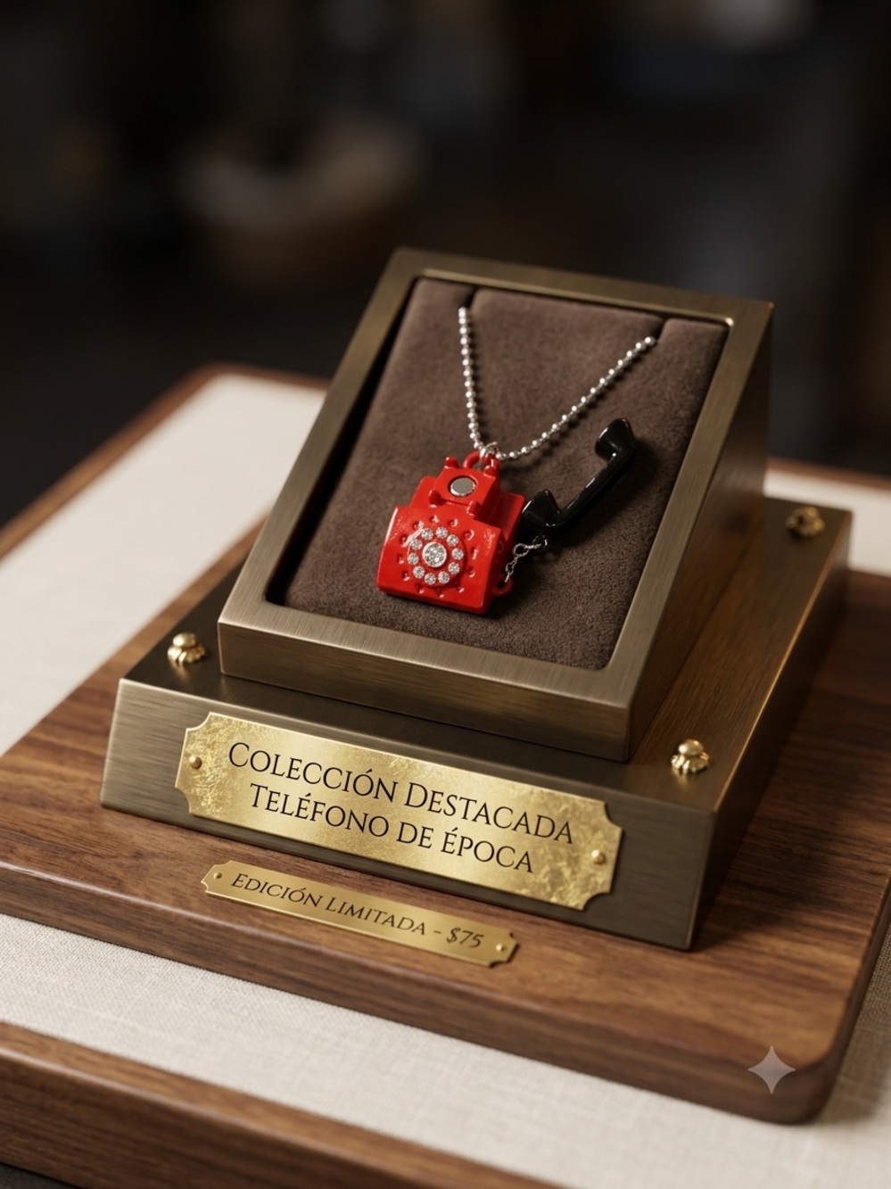 CC Boutique Red and Black Telephone Charm Necklace